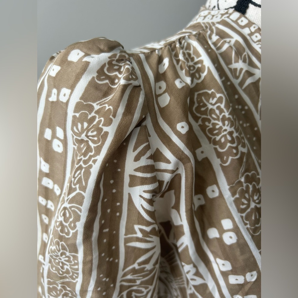 5/$25 Vintage The Wilroy Traveller NY Elegant Tan Patterned Dress size 8 - Picture 6 of 15